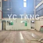 Semi-detached factory for rent in Permatang Tinggi featuring 6,250 sq.ft land area, 5,400 sq.ft total built-up area, and 150 AMP power supply.