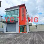 New detached factory for sale at Simpang Ampat featuring 14,449 sq.ft land area, 4,320 sq.ft total built-up area, and 100 AMP power supply.